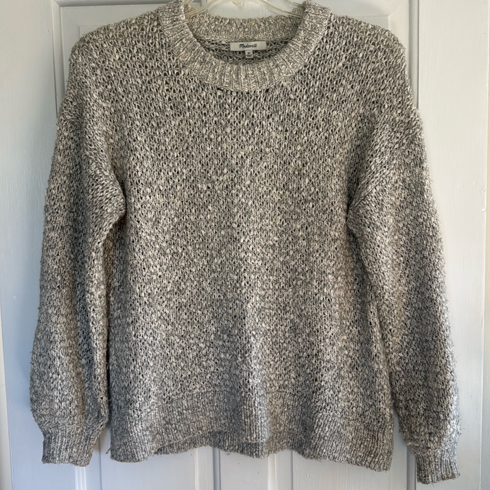 Madewell loose knit oversized gray crew neck sweater size XS